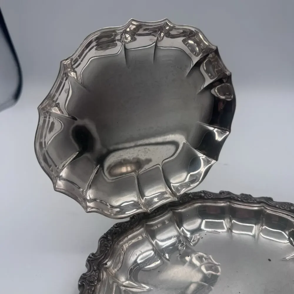 Vintage Silver Plated Silent Butler Crumb Catcher with Black Handle Mid Century